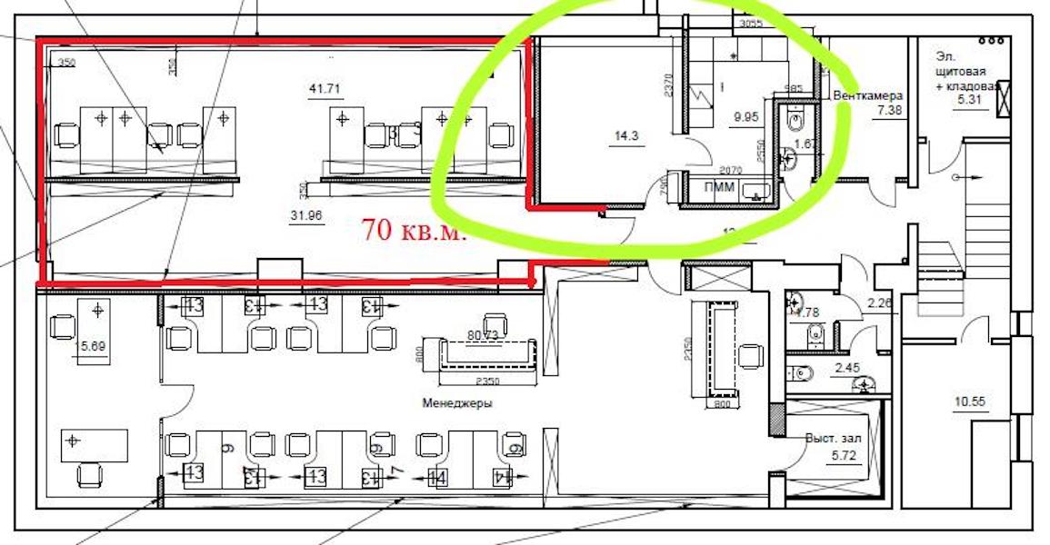 Офис в административном здании на улице Марии Ульяновой