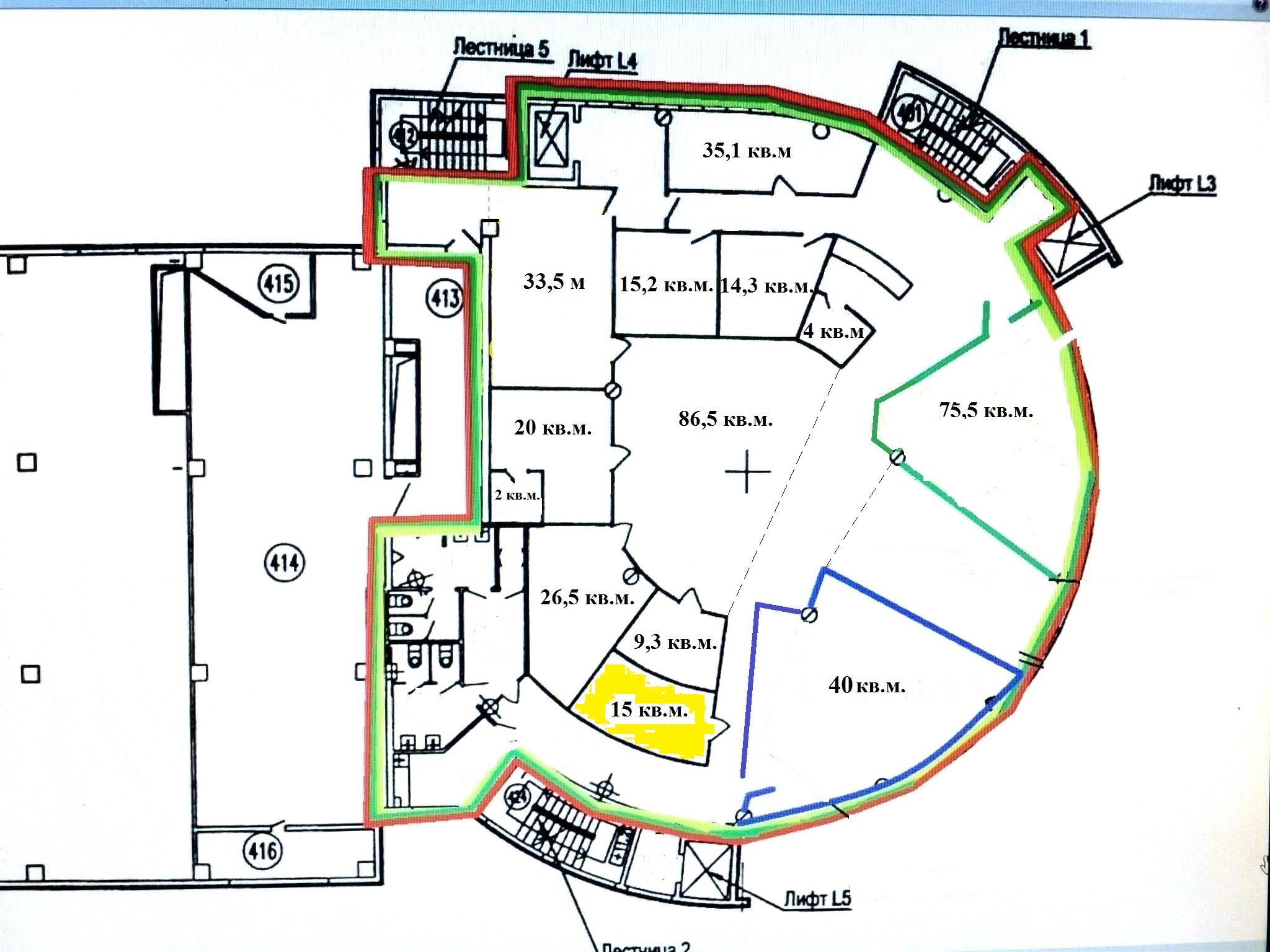 Офис в административном здании на улице Рябиновая
